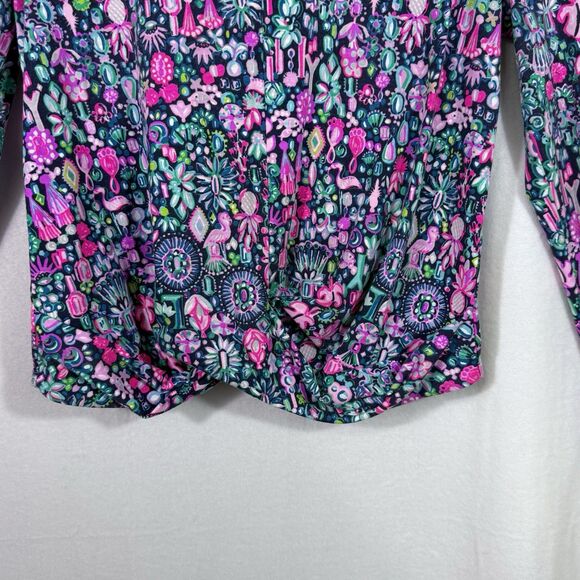 Lilly Pulitzer Luxletic Low Tide Navy Jewely Oden Top Shirt Size M Preppy Active - Picture 7 of 10